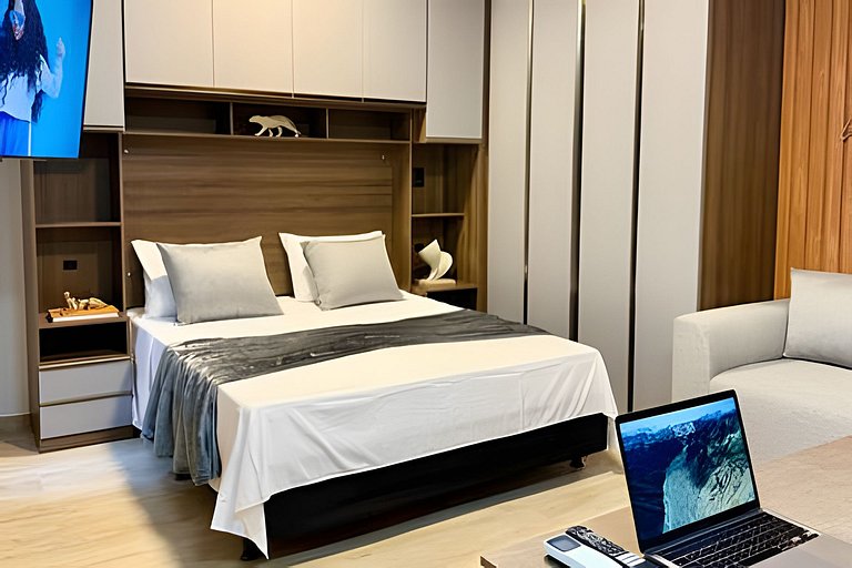 Studio 15 - Ultra Belém · Studio 15 com Cama Queen e Ar Cond