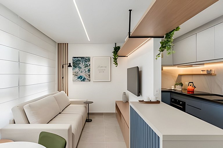 Quarto + Cozinha Completa e Piscina no 15º Andar