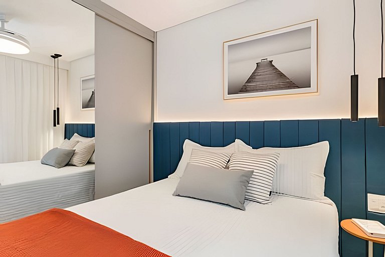 Quarto + Cozinha Completa e Piscina no 15º Andar