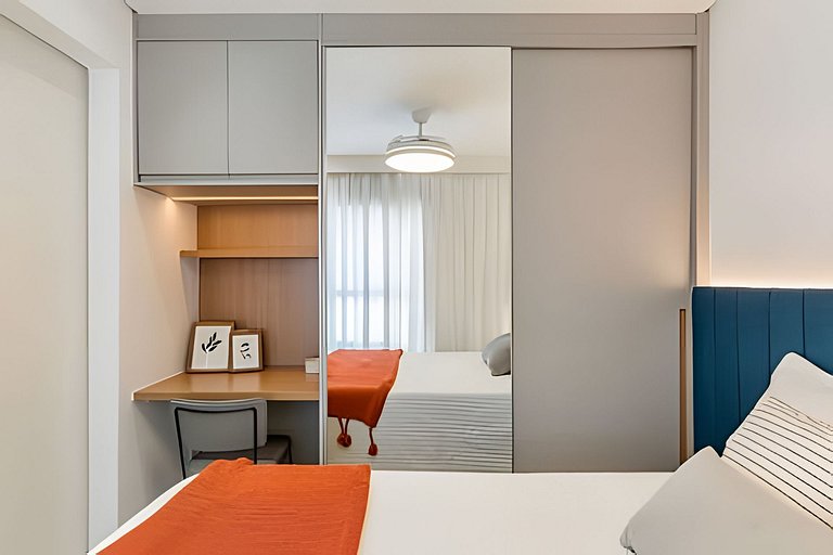 Quarto + Cozinha Completa e Piscina no 15º Andar