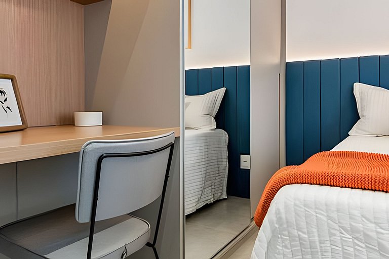 Quarto + Cozinha Completa e Piscina no 15º Andar