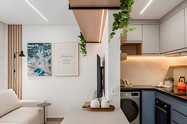 Quarto + Cozinha Completa e Piscina no 15º Andar