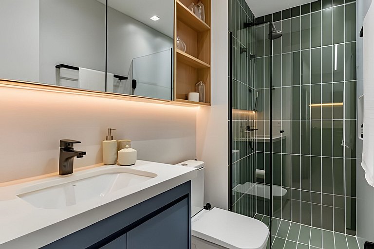 Quarto + Cozinha Completa e Piscina no 15º Andar