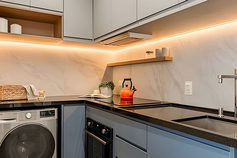Quarto + Cozinha Completa e Piscina no 15º Andar