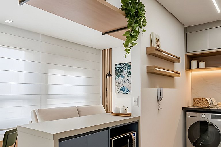 Quarto + Cozinha Completa e Piscina no 15º Andar